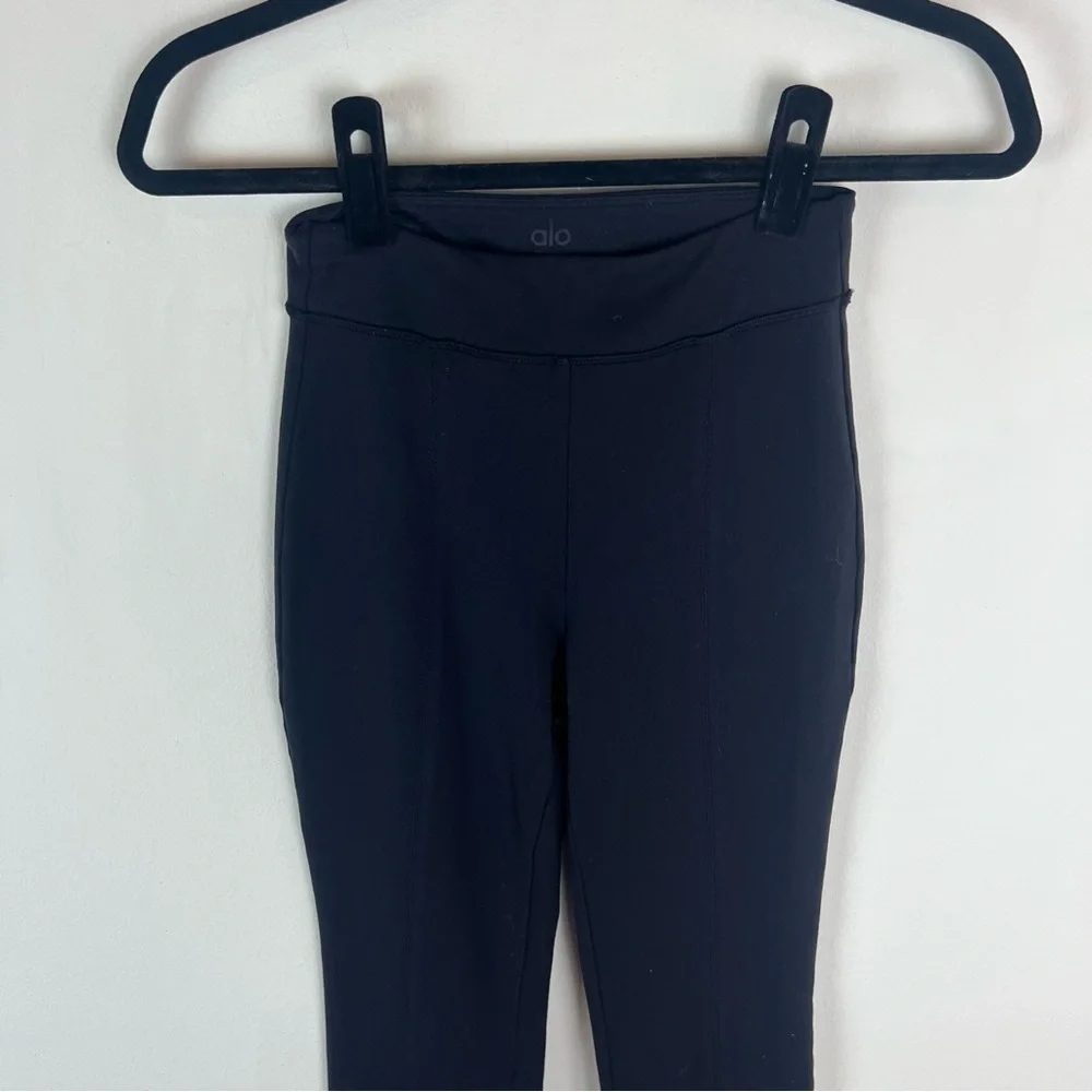 ALO High Rise Split Hem Flare Yoga Pants Black Size XS